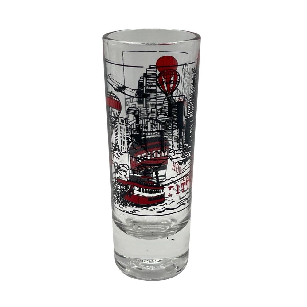 Vintage Pittsburgh PA Souvenir Shot Glass Red Black